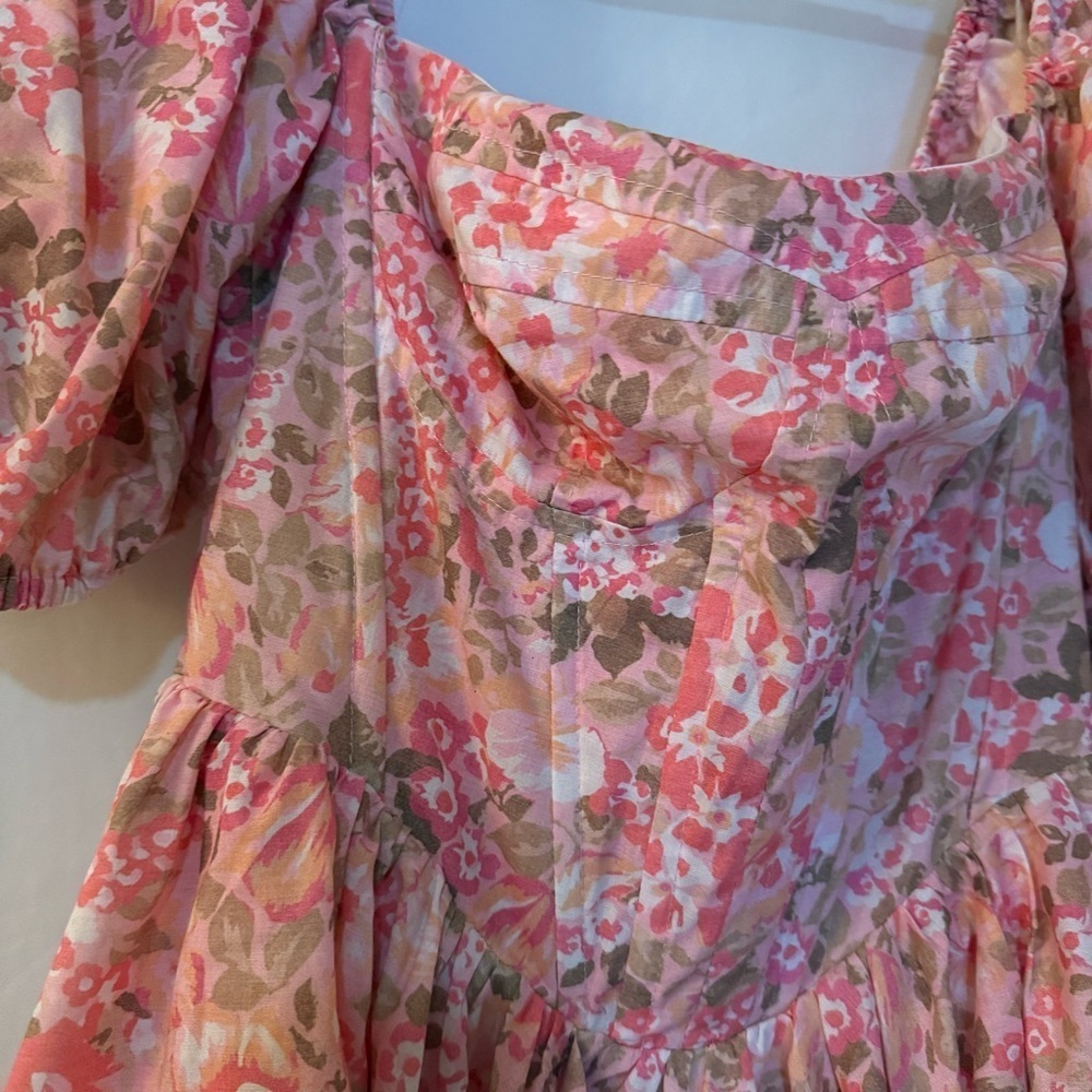 SHOWPO Coquette Phorchia Mini Floral Puff Sleeve Corset Dress Size 6 - Picture 12 of 16